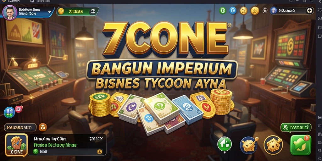 Screenshot gameplay 7CONE menampilkan manajemen bisnis yang dinamis.
