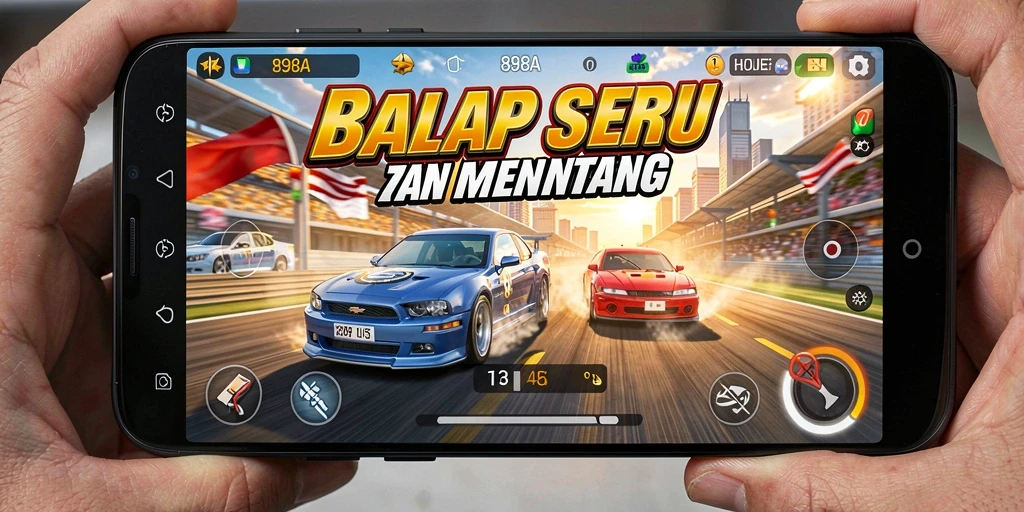 Tampilan gameplay balap yang mendebarkan di 898A.