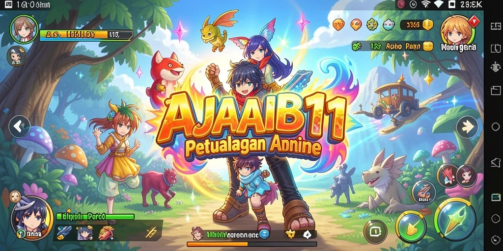 Screenshot gameplay AJAIB11 menampilkan aksi seru dan karakter anime yang menawan.