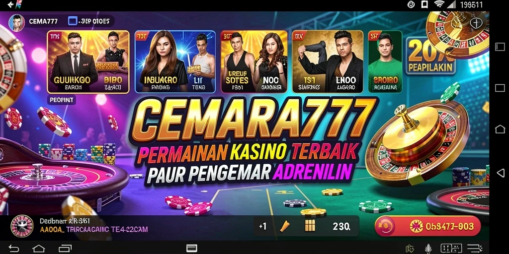 Tampilan gameplay CEMARA777 yang mendebarkan dan interaktif dalam kasino.