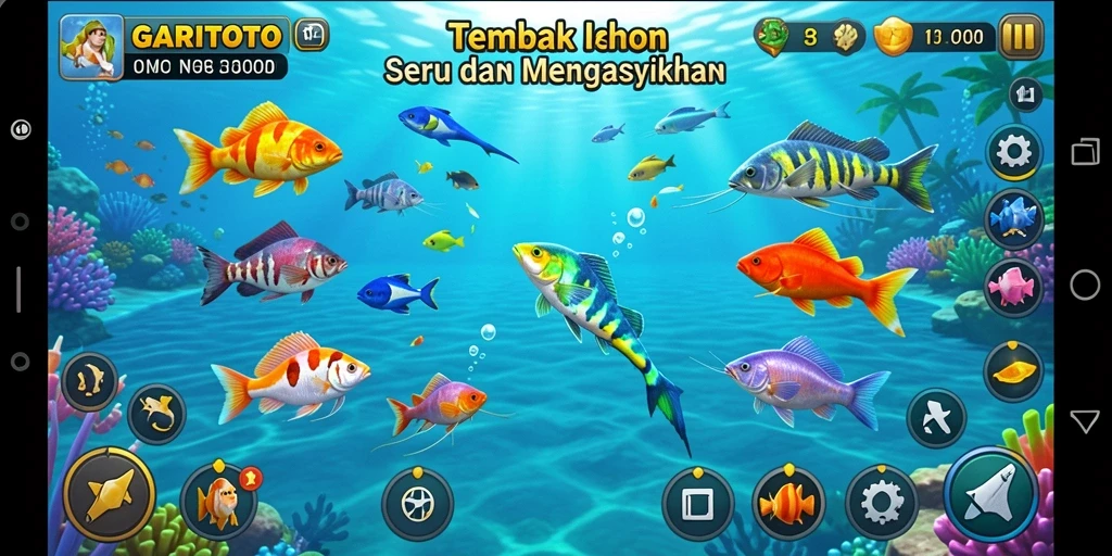 Tampilan gameplay GARITOTO yang menarik dalam menembak ikan.