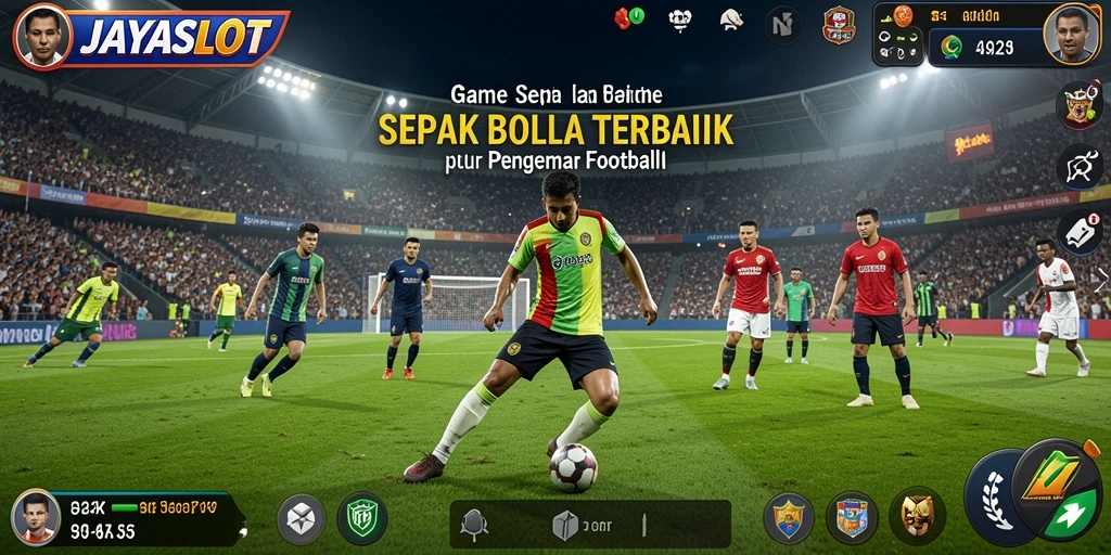 Screenshot gameplay JAYASLOT menunjukkan aksi seru di lapangan sepak bola.