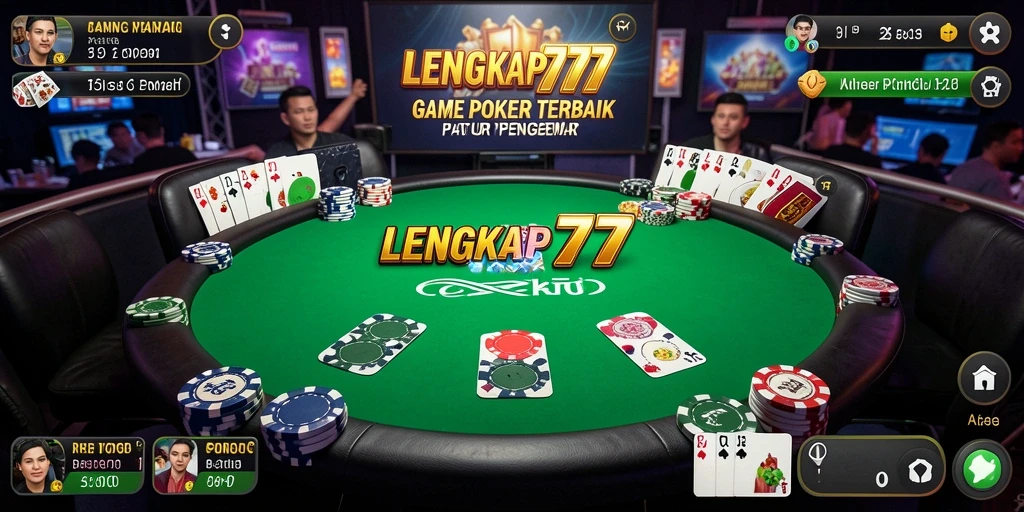 Tampilan gameplay LENGKAP777 yang seru di meja Poker.