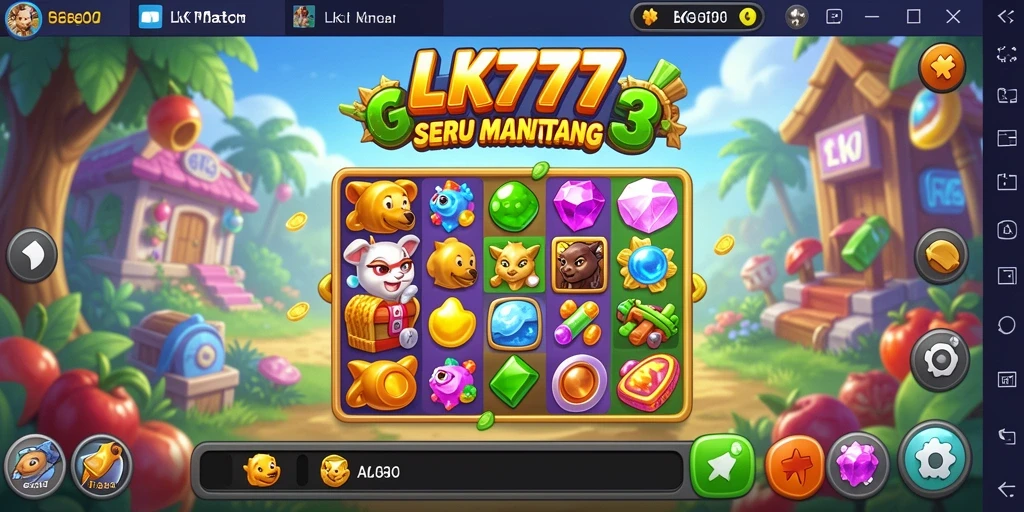 Screenshot gameplay LK777 dengan kombinasi batu permata yang cerah.