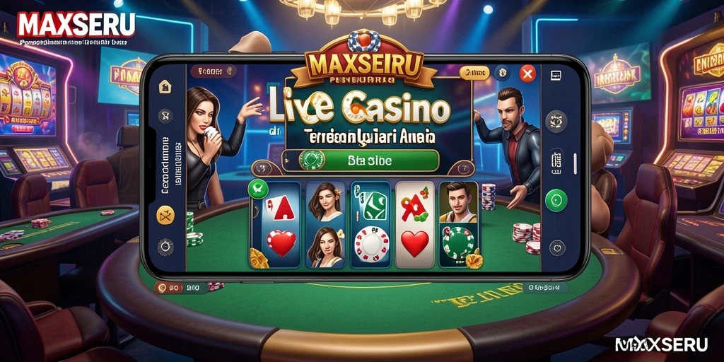 Screenshot gameplay Live Casino MAXSERU yang menampilkan dealer langsung.