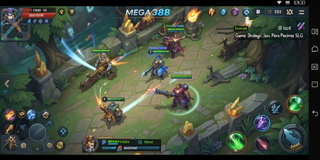 Screenshot gameplay MEGA388 menampilkan pertempuran strategis yang seru.