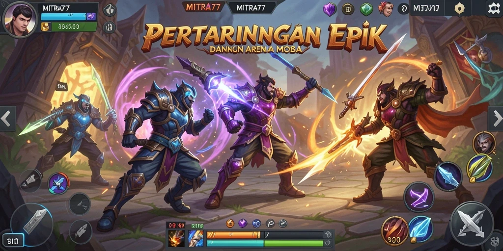 Gameplay seru di arena MOBA MITRA77 dengan karakter unik.