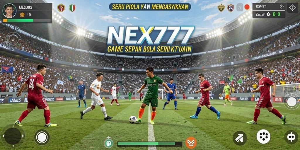 Tampilan gameplay NEX777 dengan aksi sepak bola yang mendebarkan.