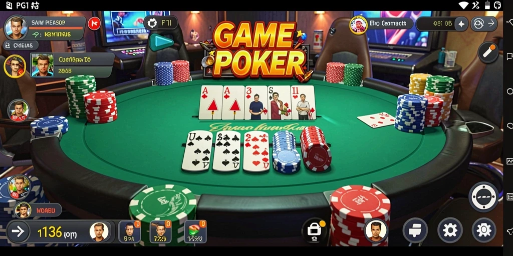 Screenshot gameplay PG11 menampilkan aksi seru poker yang mendebarkan.
