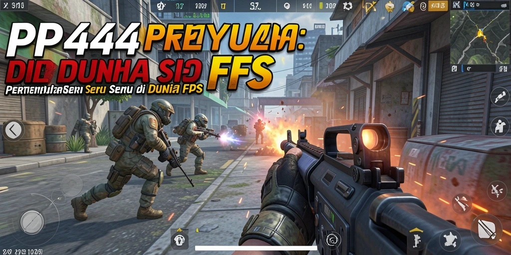 Screenshot gameplay PP444 yang menunjukkan aksi tembak-menembak yang intens.