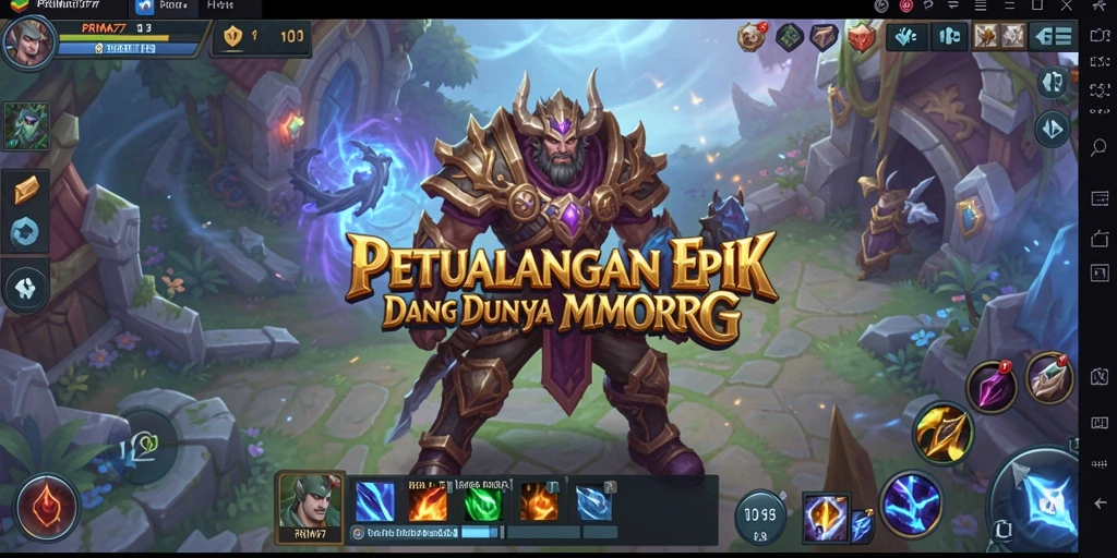 Screenshot menunjukkan karakter dalam pertempuran epik di dunia PRIMA77.