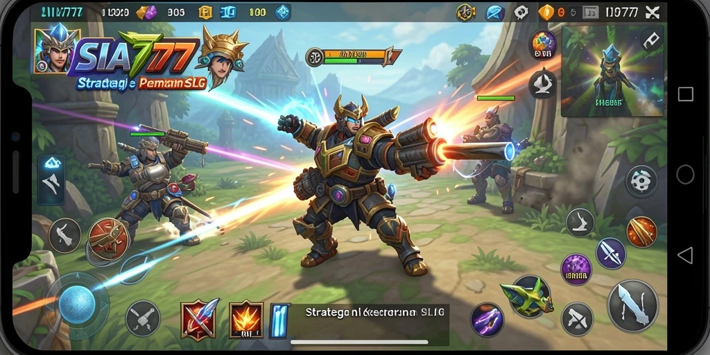 Tangkapan layar utama SIA777 menampilkan aksi pertempuran dalam gameplay SLG.