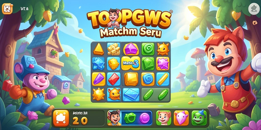 Screenshot permainan TOOPGWS menunjukkan aksi seru gameplay Match-3.