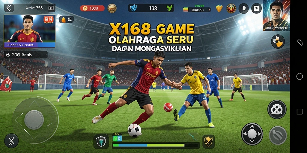 Screenshot X168 menunjukkan aksi seru dalam pertandingan olahraga.